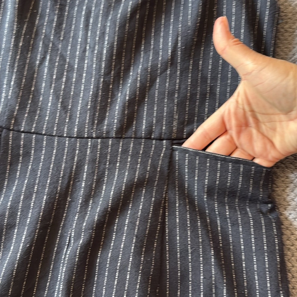 Anthropologie Size 2 Black Wide Leg‎ Pin stripped Jumpsuit - Picture 3 of 12